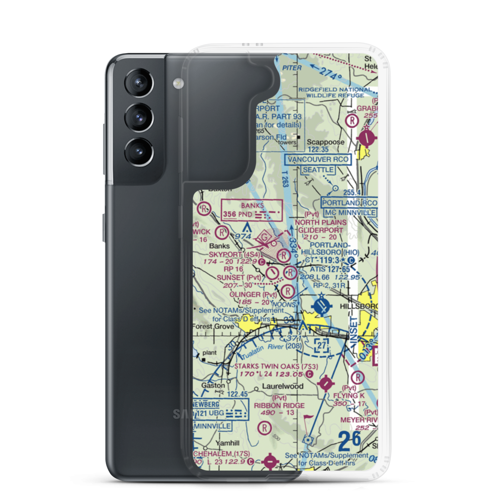 North Plains Gliderport (1OR4) VFR Sectional Samsung Case Samsung Galaxy S21 model shown
