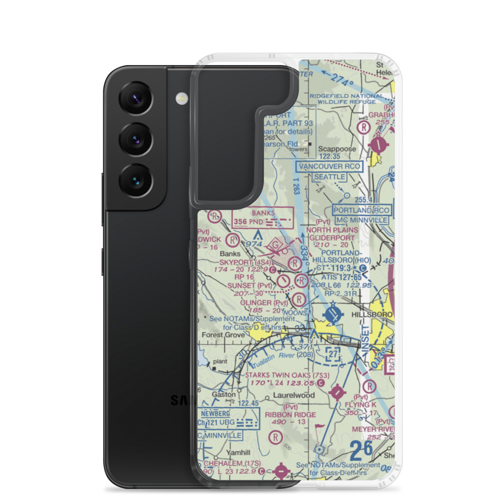 North Plains Gliderport (1OR4) VFR Sectional Samsung Case Samsung Galaxy S22 model shown