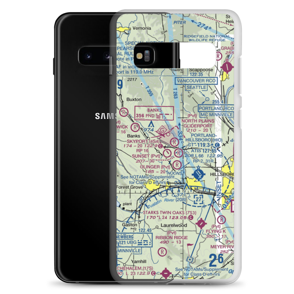 North Plains Gliderport (1OR4) VFR Sectional Samsung Case Samsung Galaxy S10+ model shown