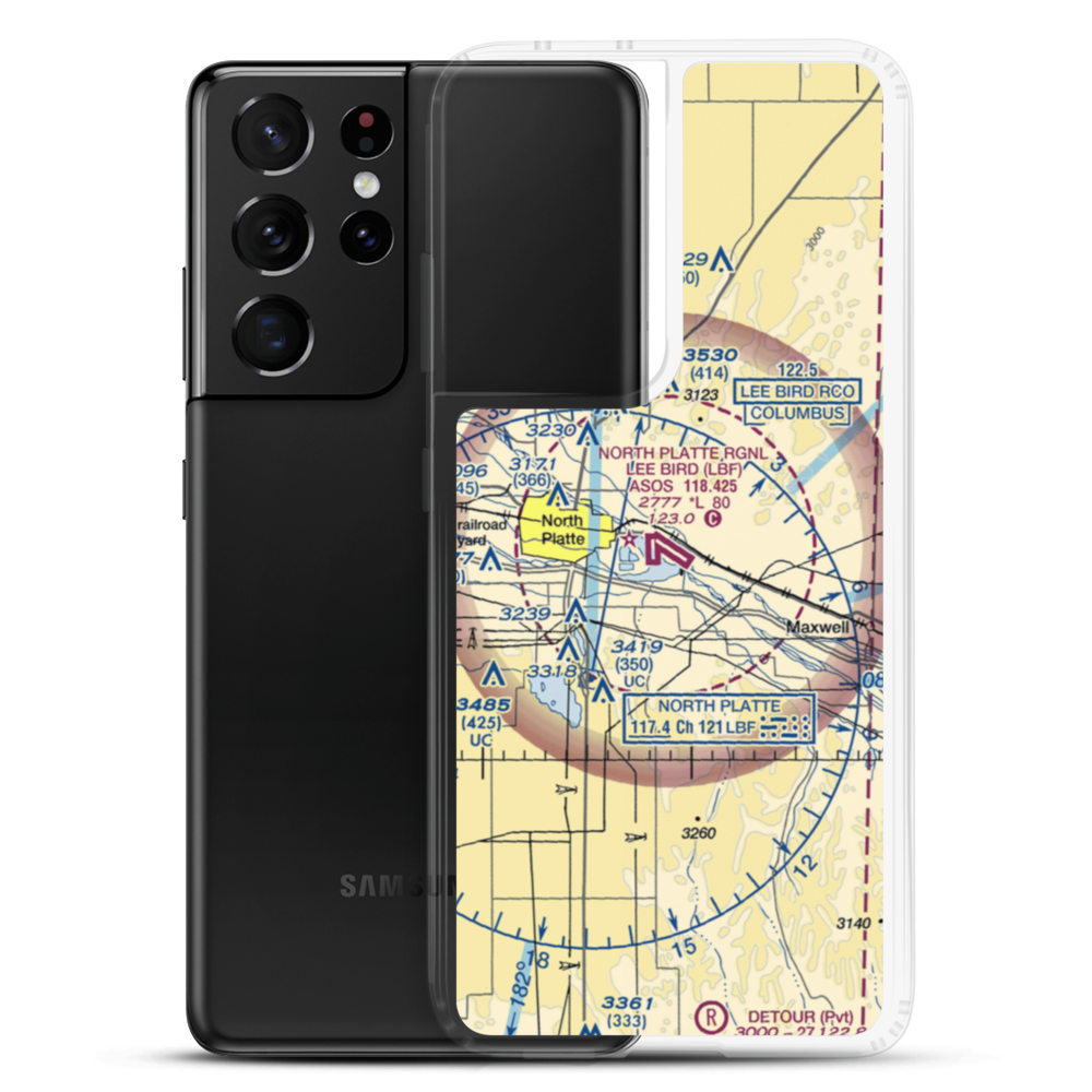North Platte Regional Airport Lee Bird Field (LBF) VFR Sectional Samsung Case Samsung Galaxy S21 Ultra model shown