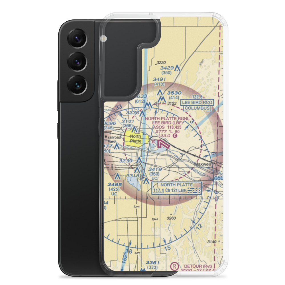 North Platte Regional Airport Lee Bird Field (LBF) VFR Sectional Samsung Case Samsung Galaxy S22 Plus model shown