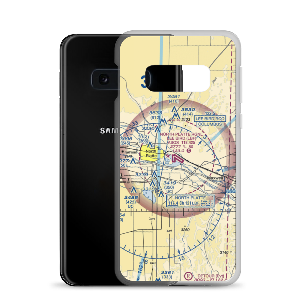 North Platte Regional Airport Lee Bird Field (LBF) VFR Sectional Samsung Case Samsung Galaxy S10e model shown