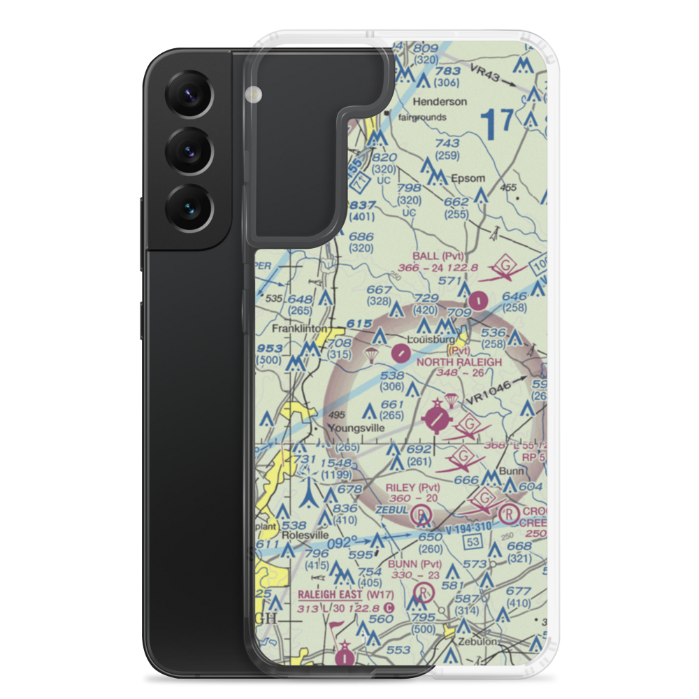 North Raleigh Airport (00NC) VFR Sectional Samsung Case Samsung Galaxy S22 Plus model shown