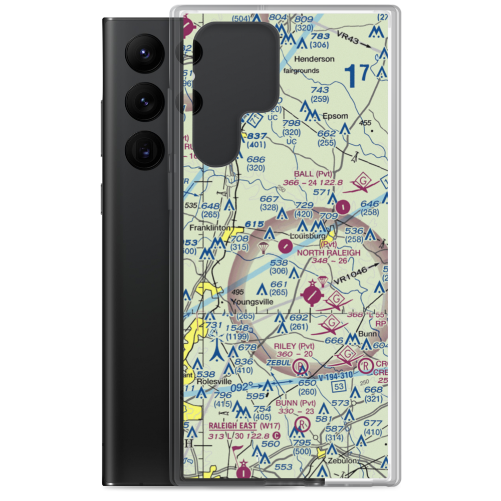 North Raleigh Airport (00NC) VFR Sectional Samsung Case Samsung Galaxy S22 Ultra model shown