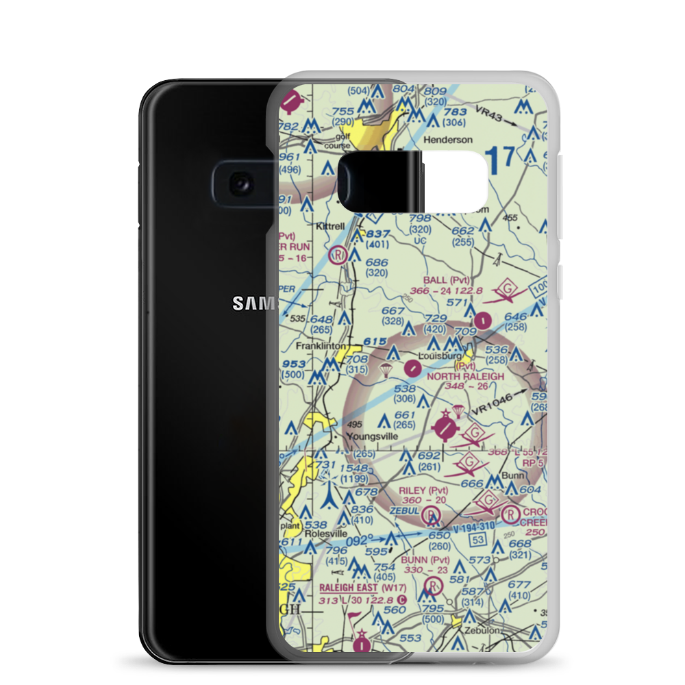North Raleigh Airport (00NC) VFR Sectional Samsung Case Samsung Galaxy S10e model shown