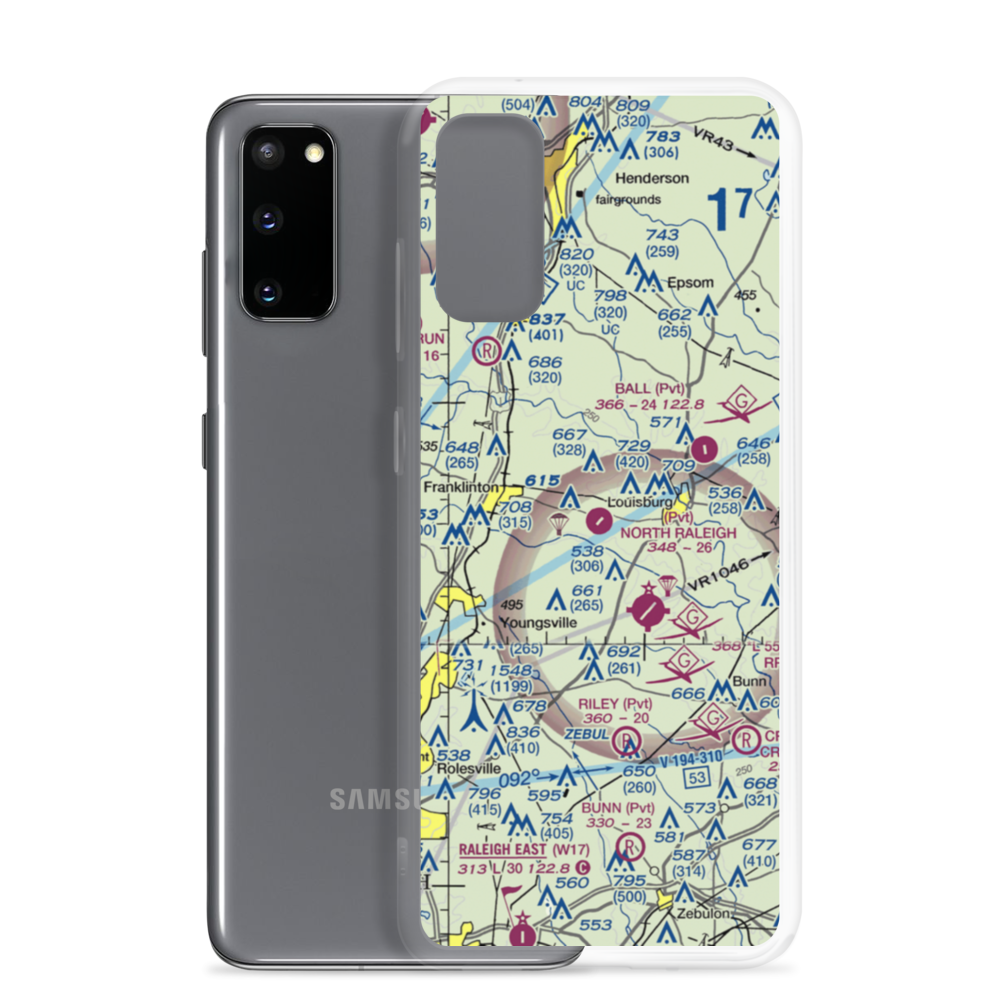 North Raleigh Airport (00NC) VFR Sectional Samsung Case Samsung Galaxy S20 model shown