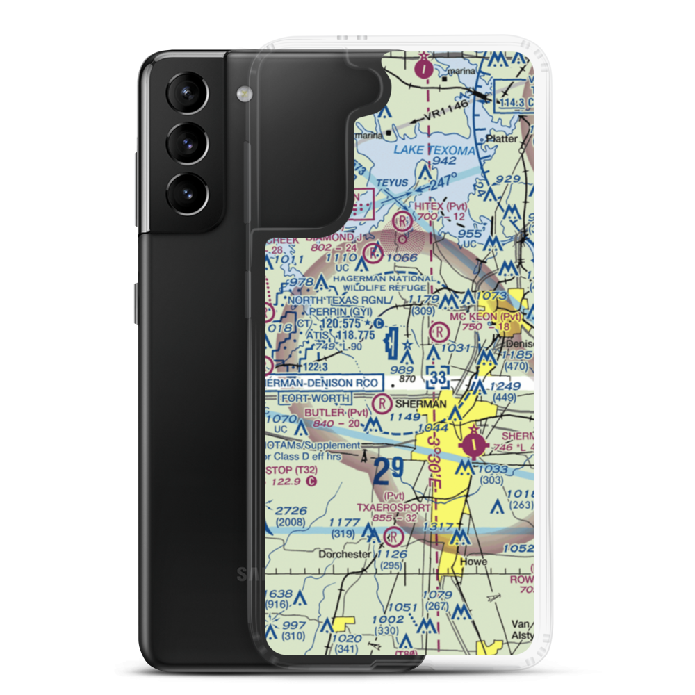 North Texas Regional Airport/Perrin Field (GYI) VFR Sectional Samsung Case Samsung Galaxy S21 Plus model shown
