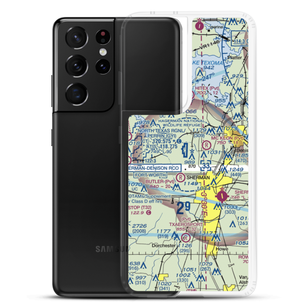 North Texas Regional Airport/Perrin Field (GYI) VFR Sectional Samsung Case Samsung Galaxy S21 Ultra model shown