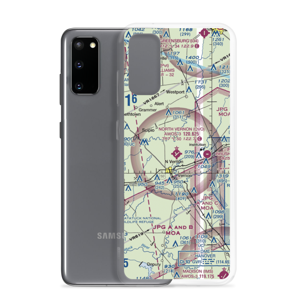 North Vernon Airport (OVO) VFR Sectional Samsung Case Samsung Galaxy S20 model shown