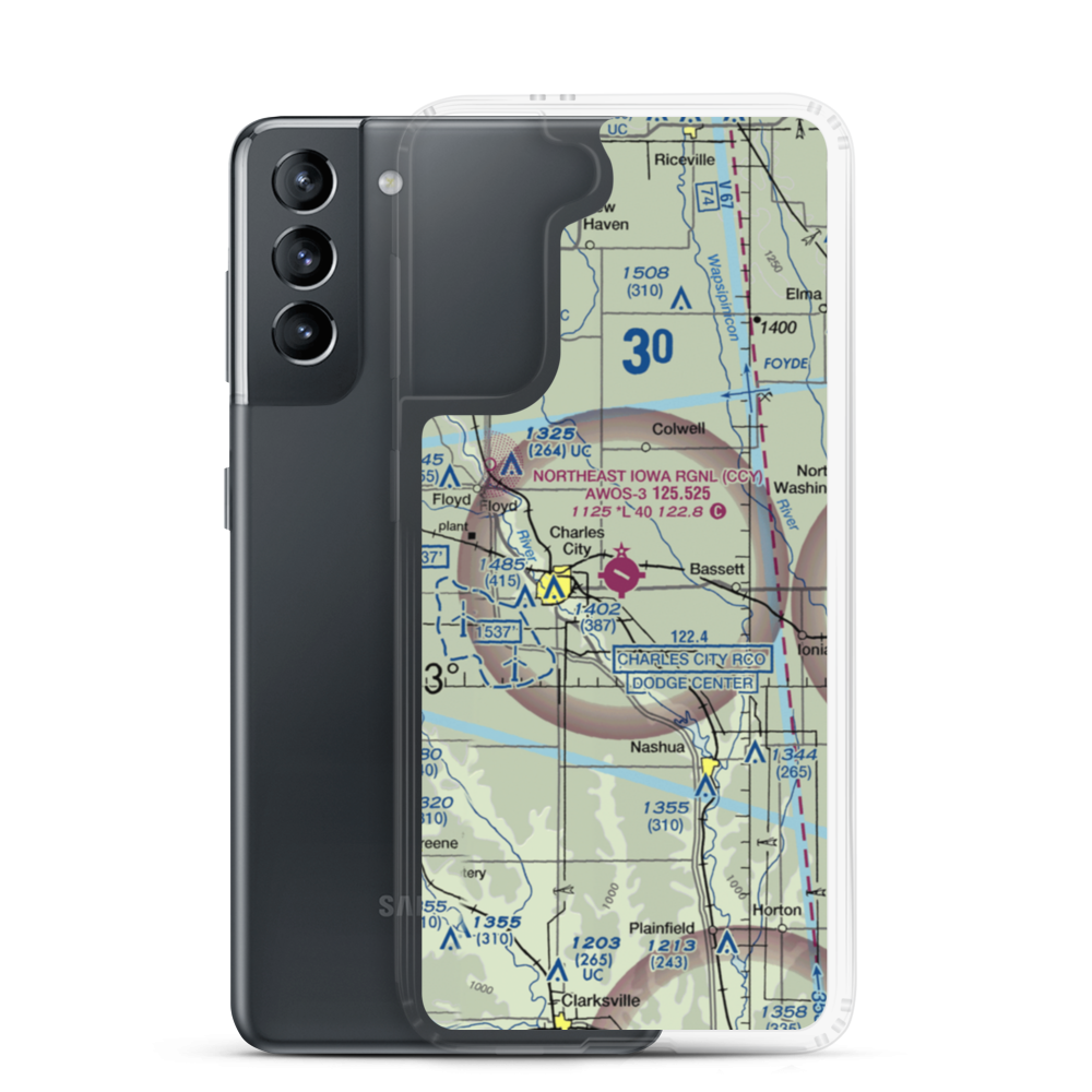 Northeast Iowa Regional Airport (CCY) VFR Sectional Samsung Case Samsung Galaxy S21 model shown