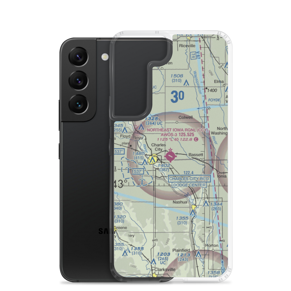 Northeast Iowa Regional Airport (CCY) VFR Sectional Samsung Case Samsung Galaxy S22 model shown