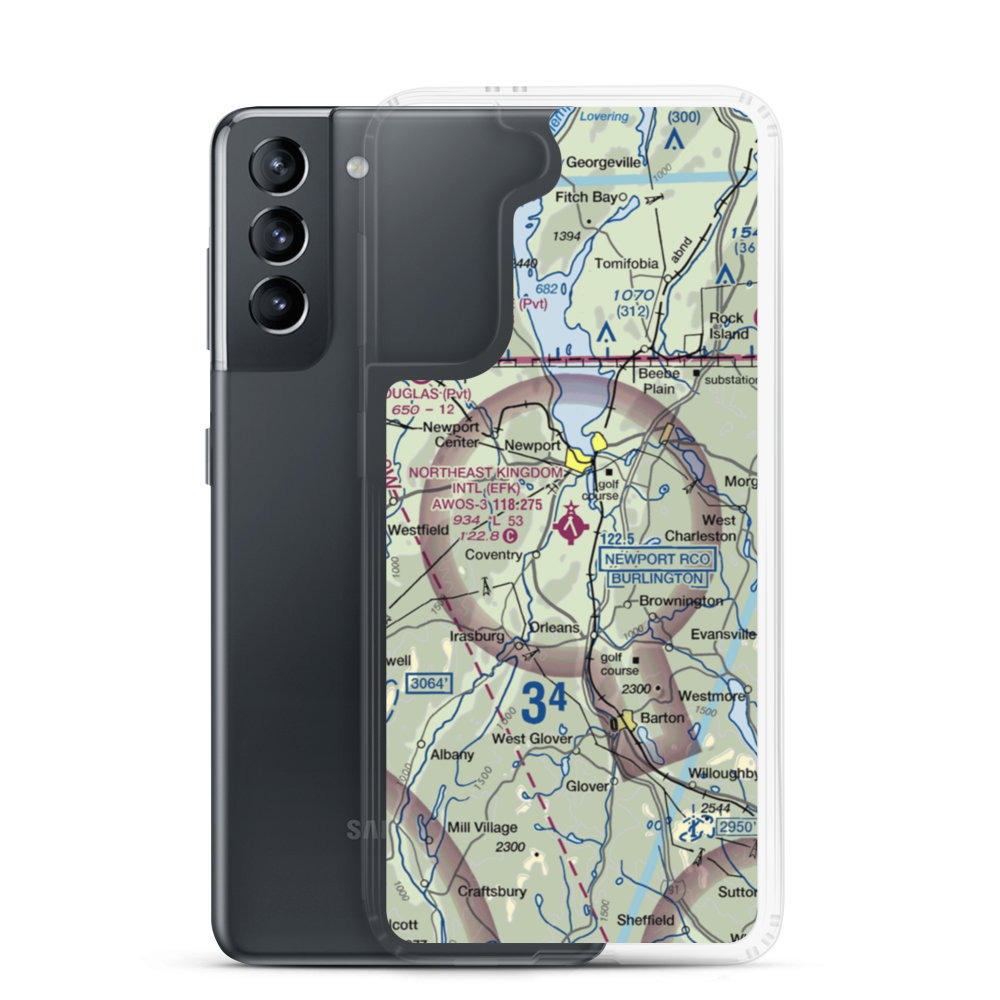 Northeast Kingdom International Airport (EFK) VFR Sectional Samsung Case Samsung Galaxy S21 model shown