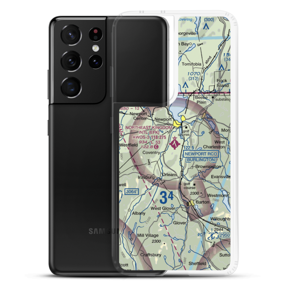 Northeast Kingdom International Airport (EFK) VFR Sectional Samsung Case Samsung Galaxy S21 Ultra model shown