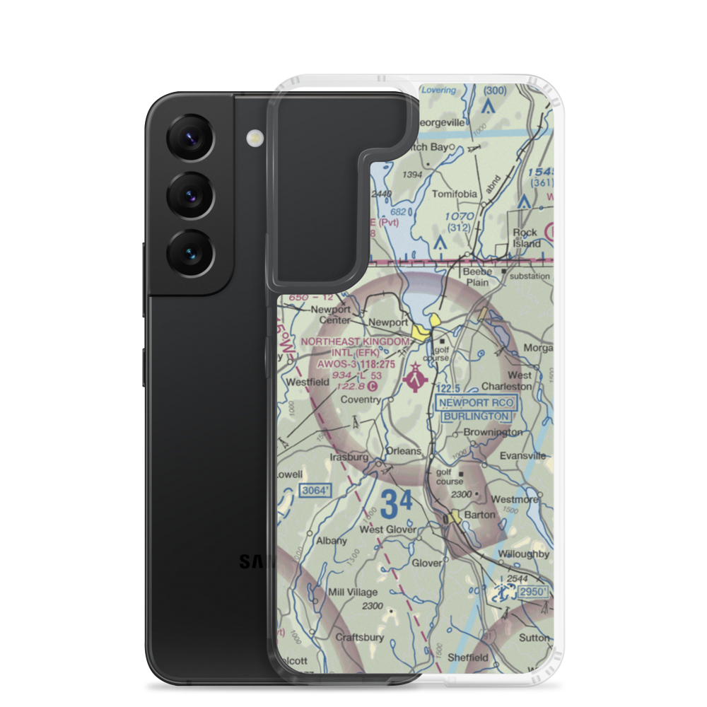 Northeast Kingdom International Airport (EFK) VFR Sectional Samsung Case Samsung Galaxy S22 model shown