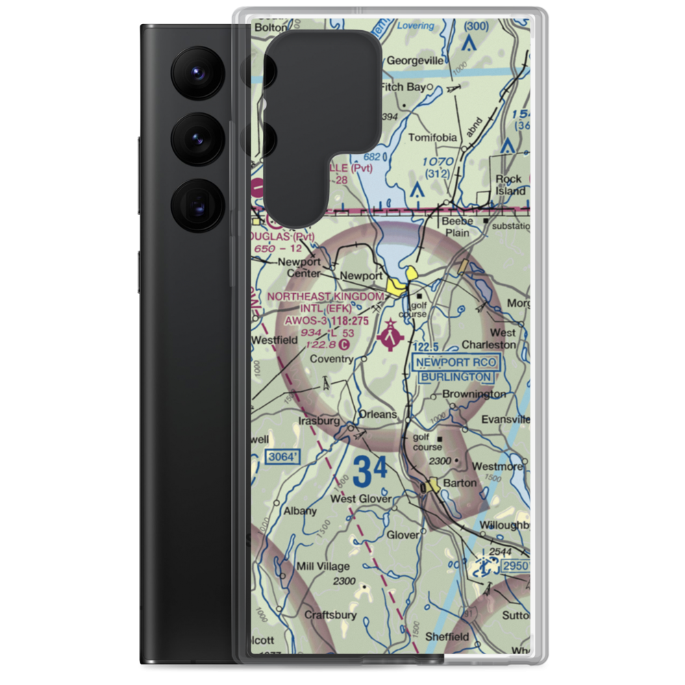 Northeast Kingdom International Airport (EFK) VFR Sectional Samsung Case Samsung Galaxy S22 Ultra model shown