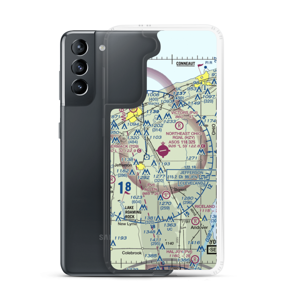 Northeast Ohio Regional Airport (HZY) VFR Sectional Samsung Case Samsung Galaxy S21 model shown