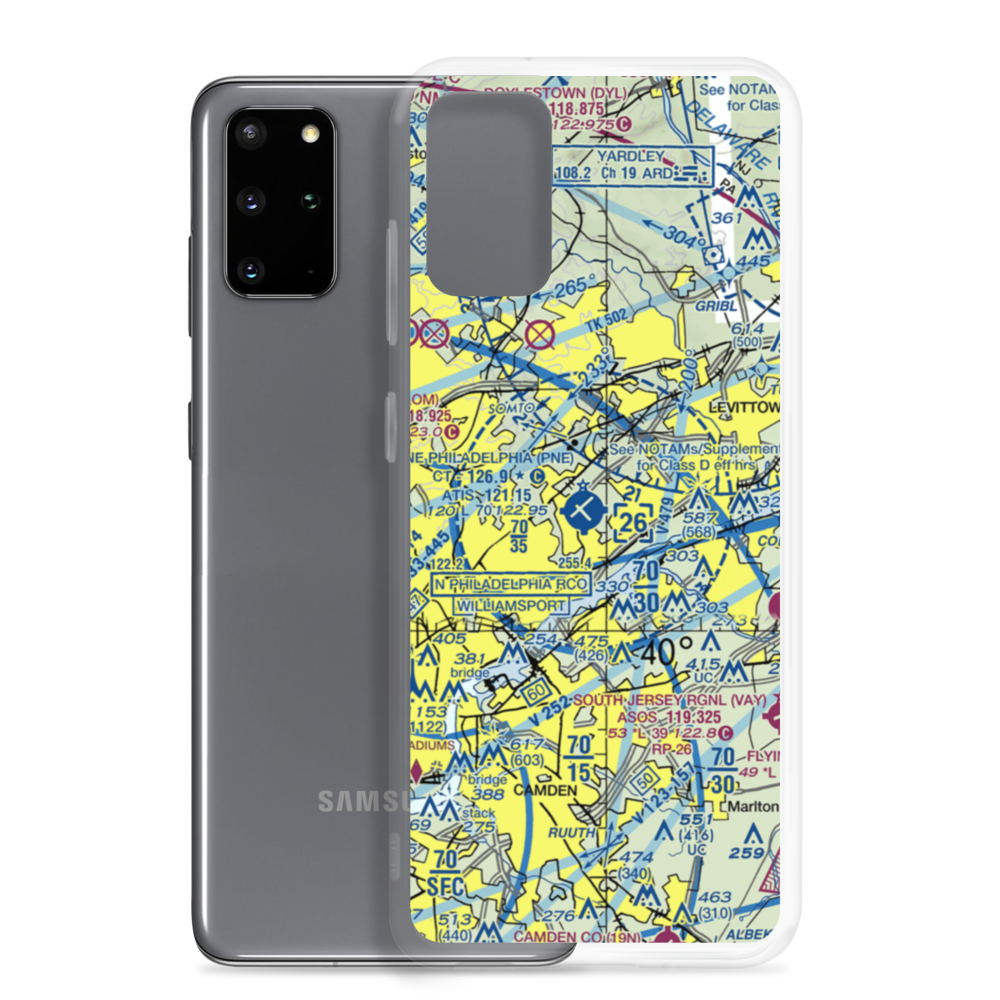 Northeast Philadelphia Airport (PNE) VFR Sectional Samsung Case Samsung Galaxy S20 Plus model shown