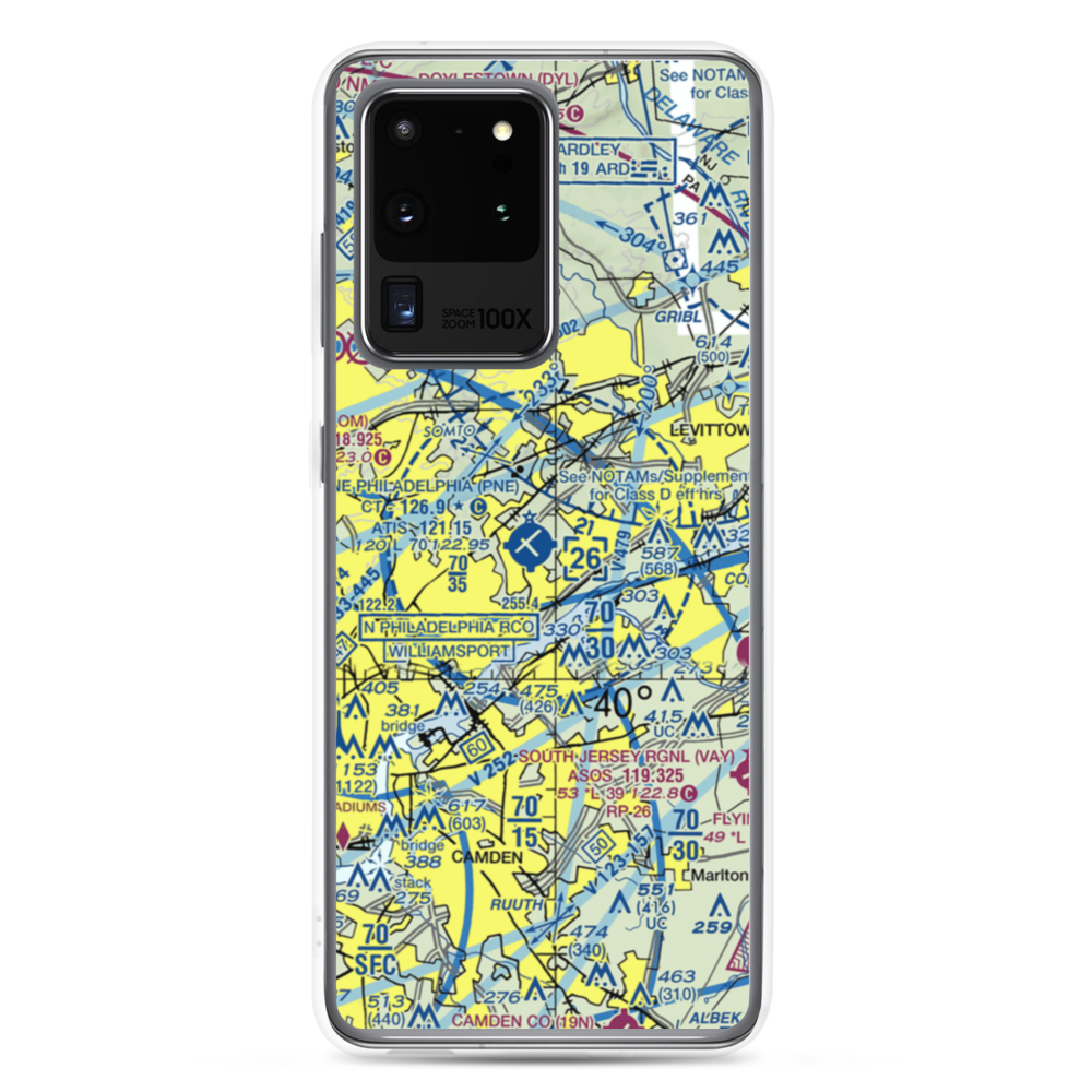 Northeast Philadelphia Airport (PNE) VFR Sectional Samsung Case Samsung Galaxy S20 Ultra model shown