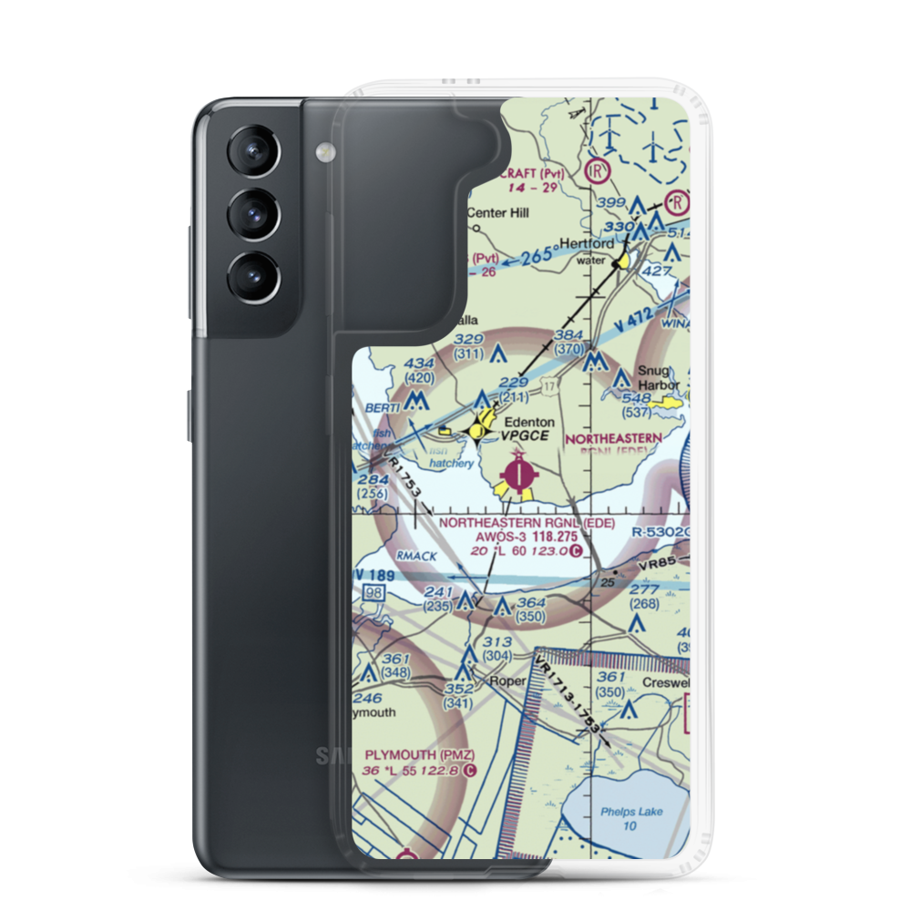 Northeastern Regional Airport (EDE) VFR Sectional Samsung Case Samsung Galaxy S21 model shown