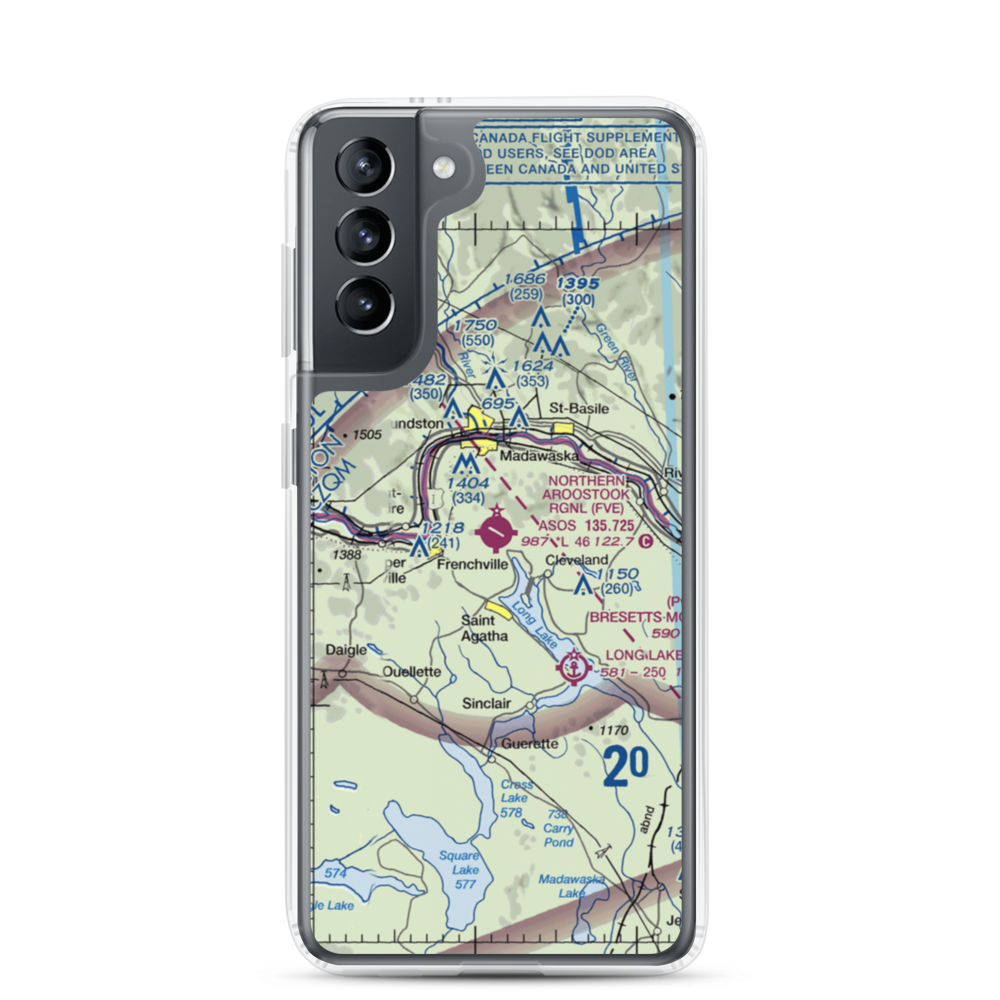Northern Aroostook Regional Airport (FVE) VFR Sectional Samsung Case Samsung Galaxy S21 model shown