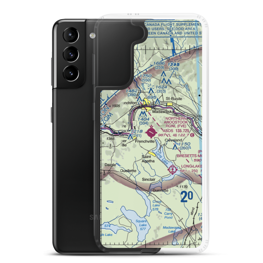 Northern Aroostook Regional Airport (FVE) VFR Sectional Samsung Case Samsung Galaxy S21 Plus model shown