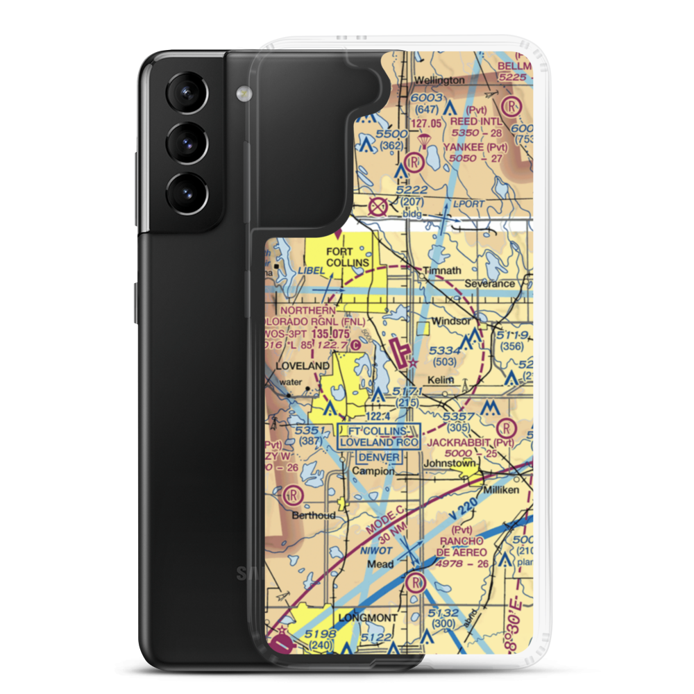 Northern Colorado Regional Airport (FNL) VFR Sectional Samsung Case Samsung Galaxy S21 Plus model shown