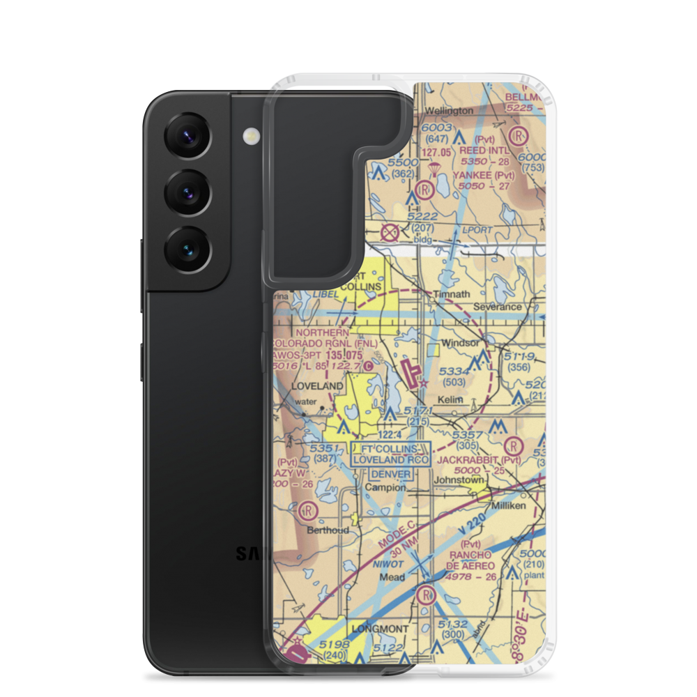 Northern Colorado Regional Airport (FNL) VFR Sectional Samsung Case Samsung Galaxy S22 model shown
