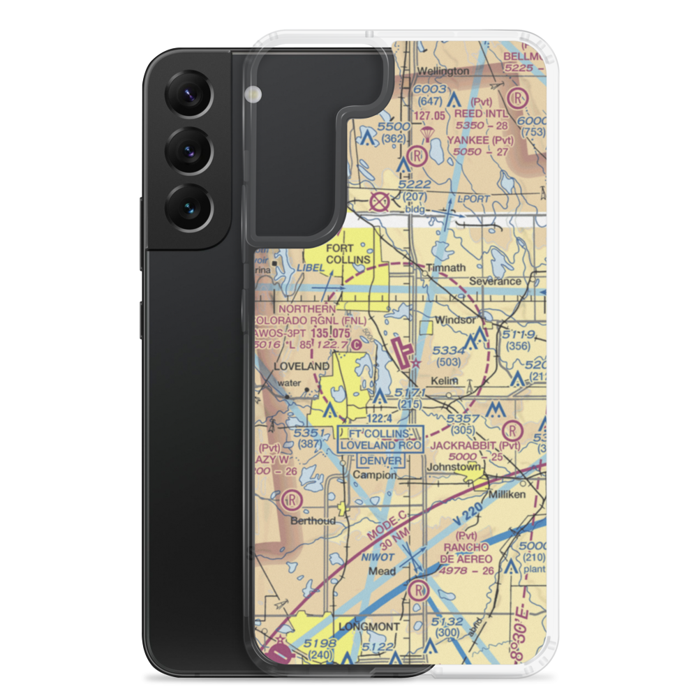 Northern Colorado Regional Airport (FNL) VFR Sectional Samsung Case Samsung Galaxy S22 Plus model shown