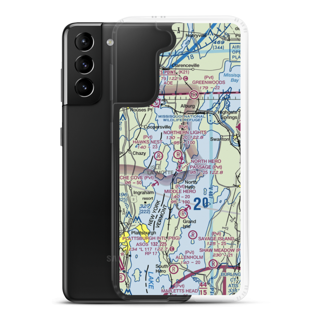 Northern Lights Airport (VT46) VFR Sectional Samsung Case Samsung Galaxy S21 Plus model shown