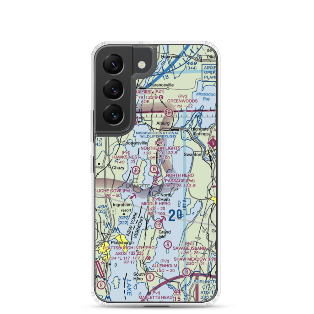 Northern Lights Airport (VT46) VFR Sectional Samsung Case Samsung Galaxy S22 model shown