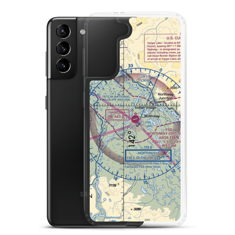 Northway Airport (ORT) VFR Sectional Samsung Case Samsung Galaxy S21 Plus model shown