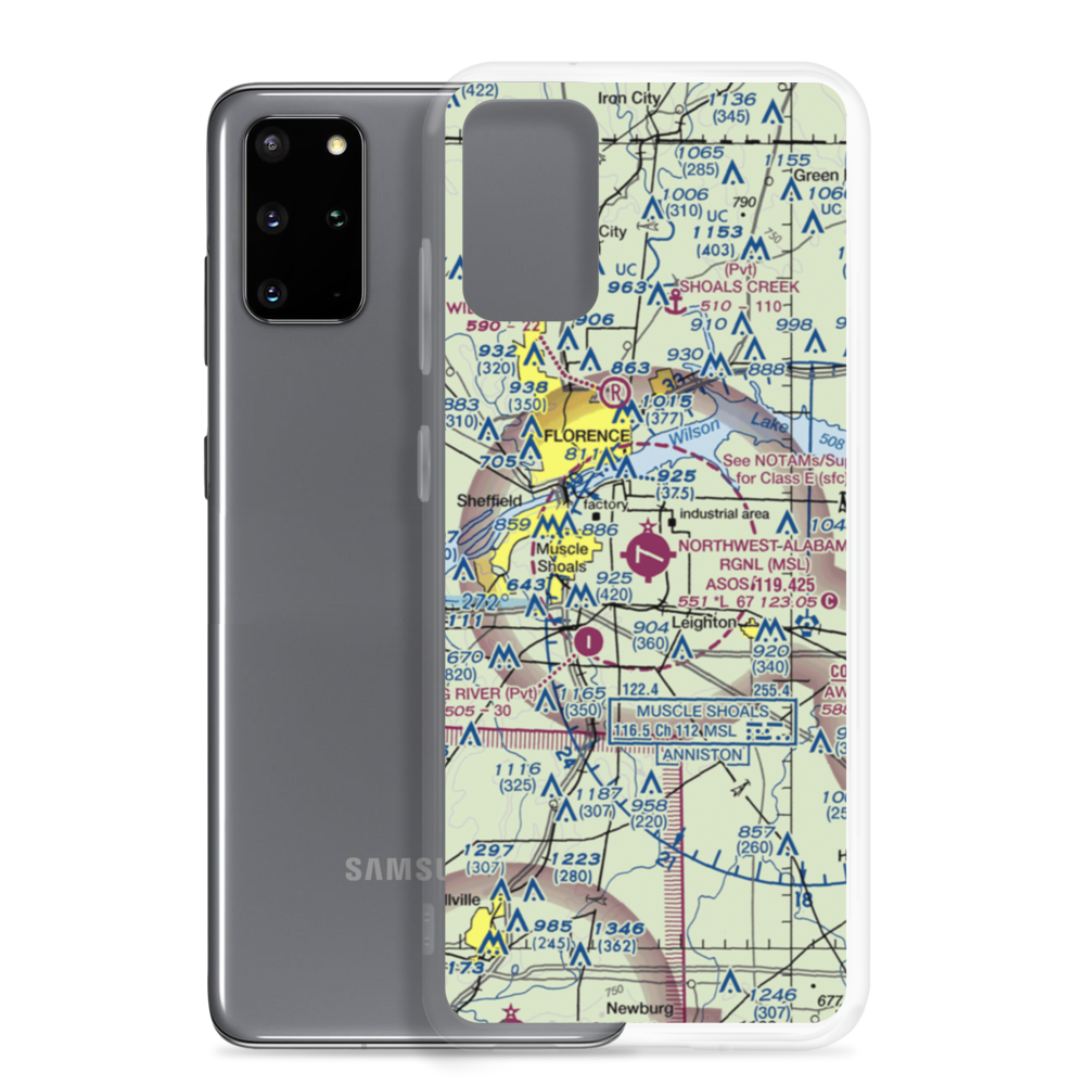 Northwest Alabama Regional Airport (MSL) VFR Sectional Samsung Case Samsung Galaxy S20 Plus model shown