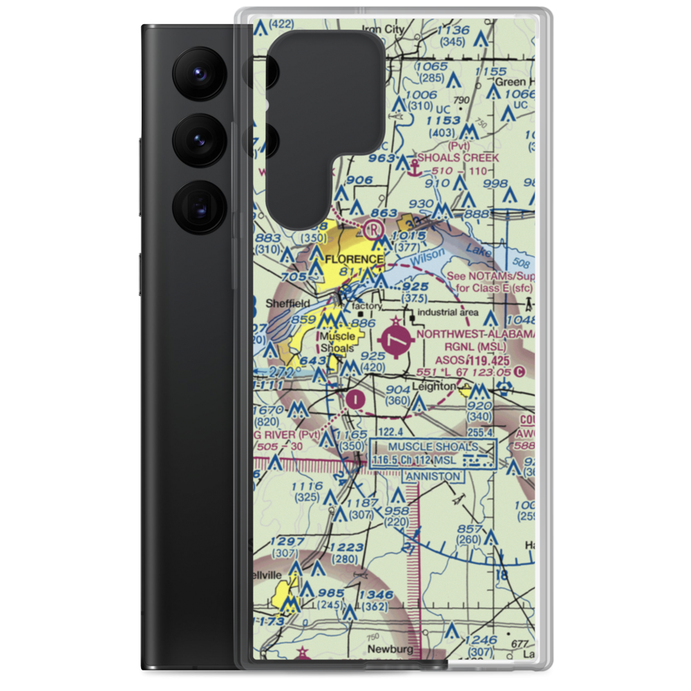 Northwest Alabama Regional Airport (MSL) VFR Sectional Samsung Case Samsung Galaxy S22 Ultra model shown