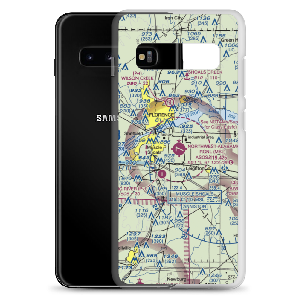 Northwest Alabama Regional Airport (MSL) VFR Sectional Samsung Case Samsung Galaxy S10+ model shown