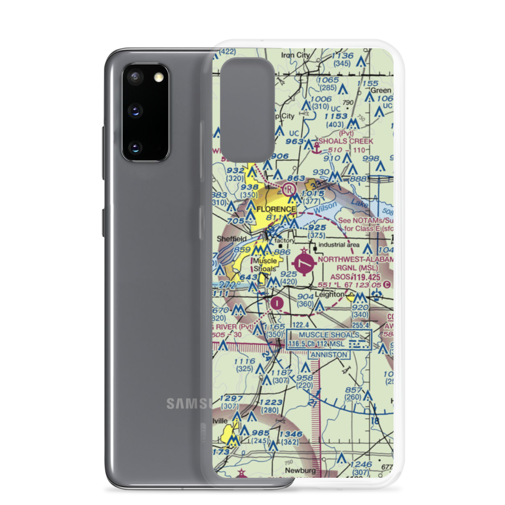Northwest Alabama Regional Airport (MSL) VFR Sectional Samsung Case Samsung Galaxy S20 model shown