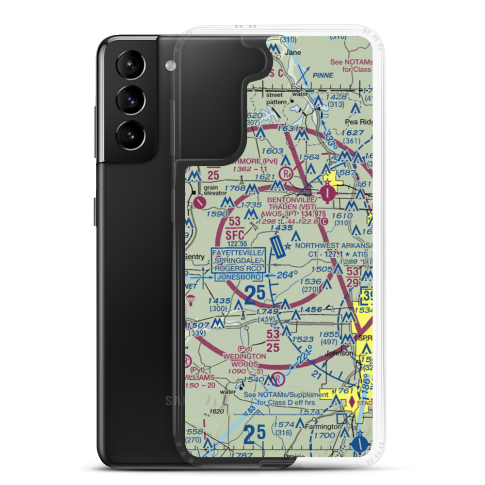 Northwest Arkansas Regional Airport (XNA) VFR Sectional Samsung Case Samsung Galaxy S21 Plus model shown