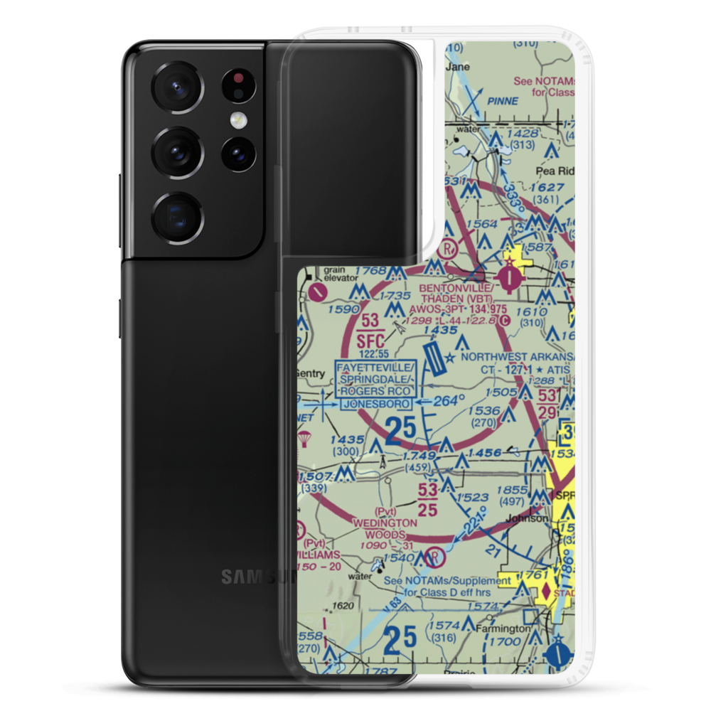 Northwest Arkansas Regional Airport (XNA) VFR Sectional Samsung Case Samsung Galaxy S21 Ultra model shown