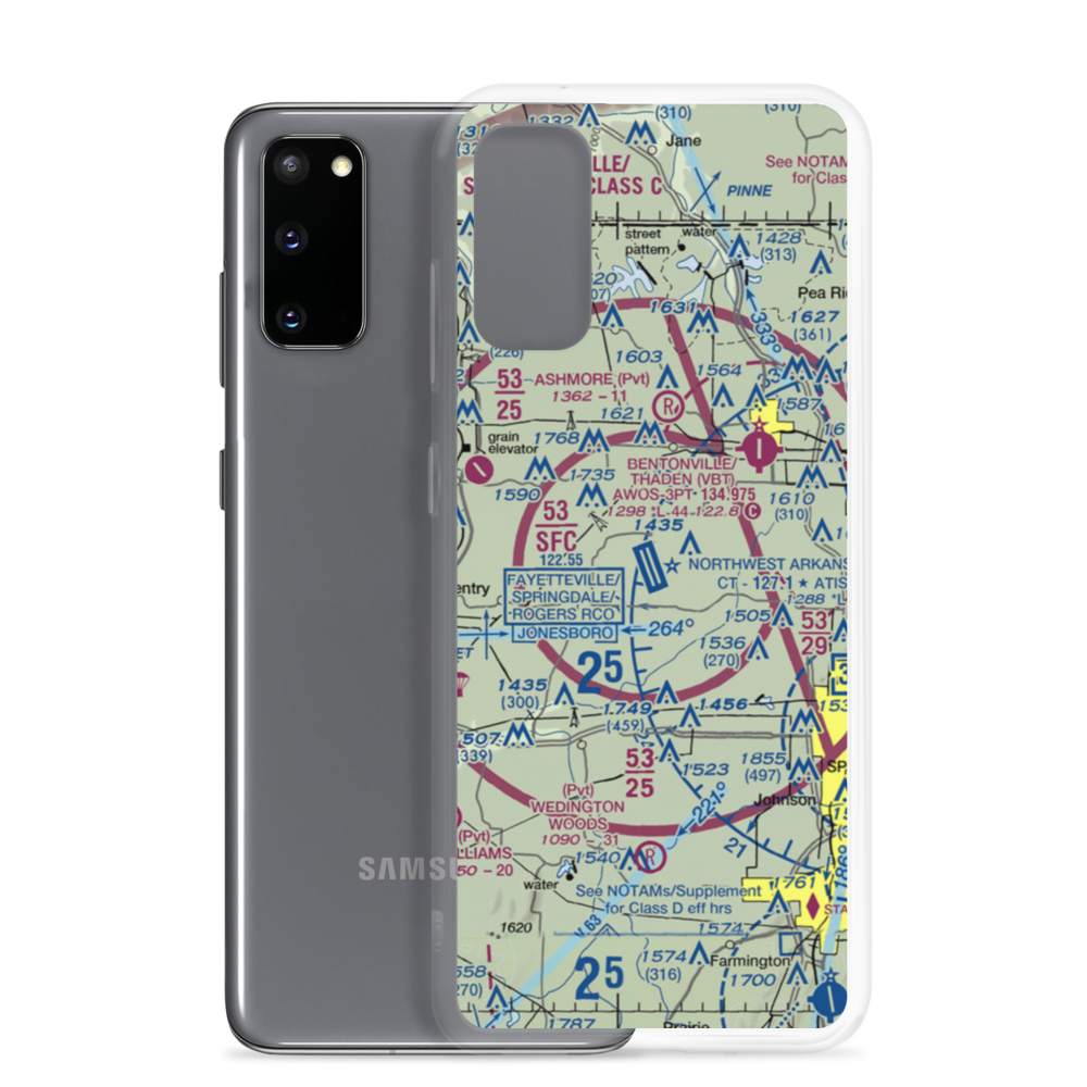 Northwest Arkansas Regional Airport (XNA) VFR Sectional Samsung Case Samsung Galaxy S20 model shown
