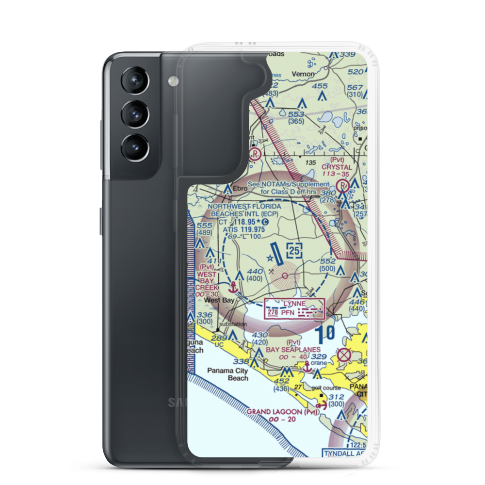 Northwest Florida Beaches International Airport (ECP) VFR Sectional Samsung Case Samsung Galaxy S21 model shown