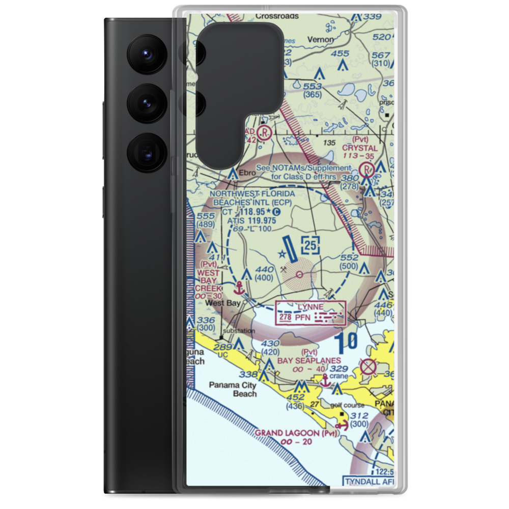 Northwest Florida Beaches International Airport (ECP) VFR Sectional Samsung Case Samsung Galaxy S22 Ultra model shown