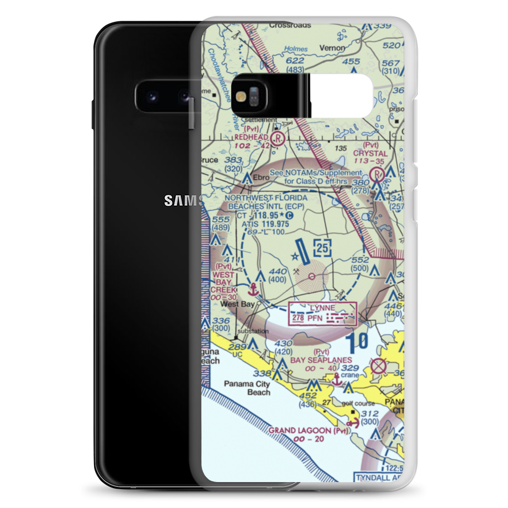 Northwest Florida Beaches International Airport (ECP) VFR Sectional Samsung Case Samsung Galaxy S10+ model shown