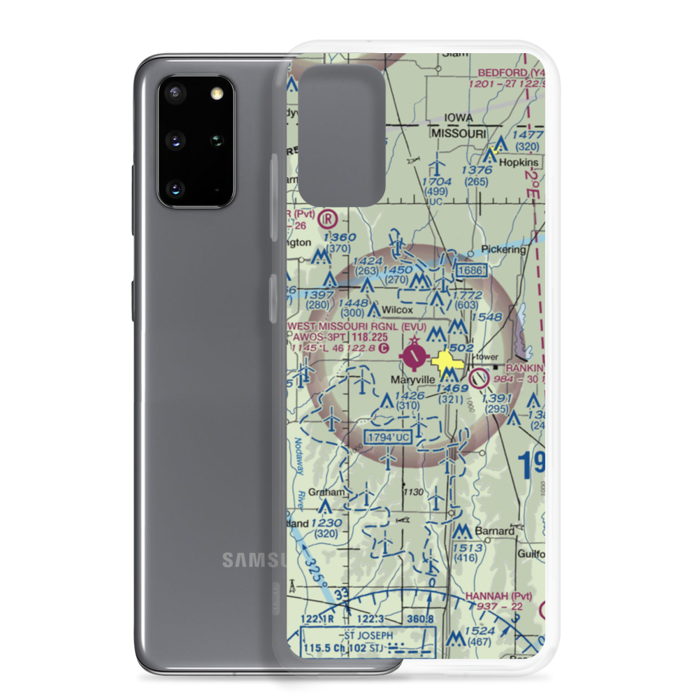 Northwest Missouri Regional Airport (EVU) VFR Sectional Samsung Case Samsung Galaxy S20 Plus model shown