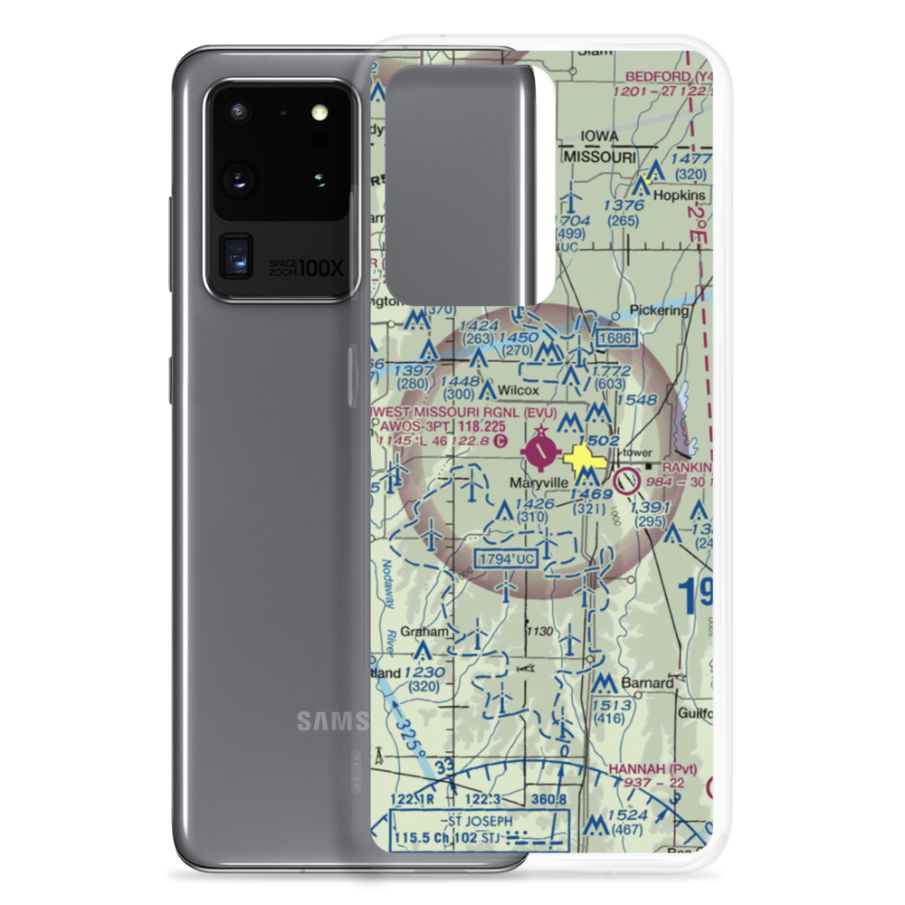Northwest Missouri Regional Airport (EVU) VFR Sectional Samsung Case Samsung Galaxy S20 Ultra model shown