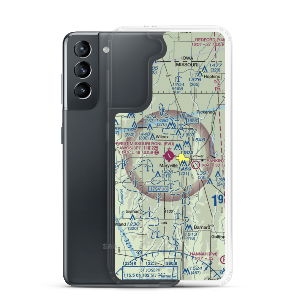 Northwest Missouri Regional Airport (EVU) VFR Sectional Samsung Case Samsung Galaxy S21 model shown