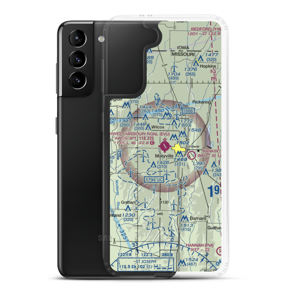 Northwest Missouri Regional Airport (EVU) VFR Sectional Samsung Case Samsung Galaxy S21 Plus model shown