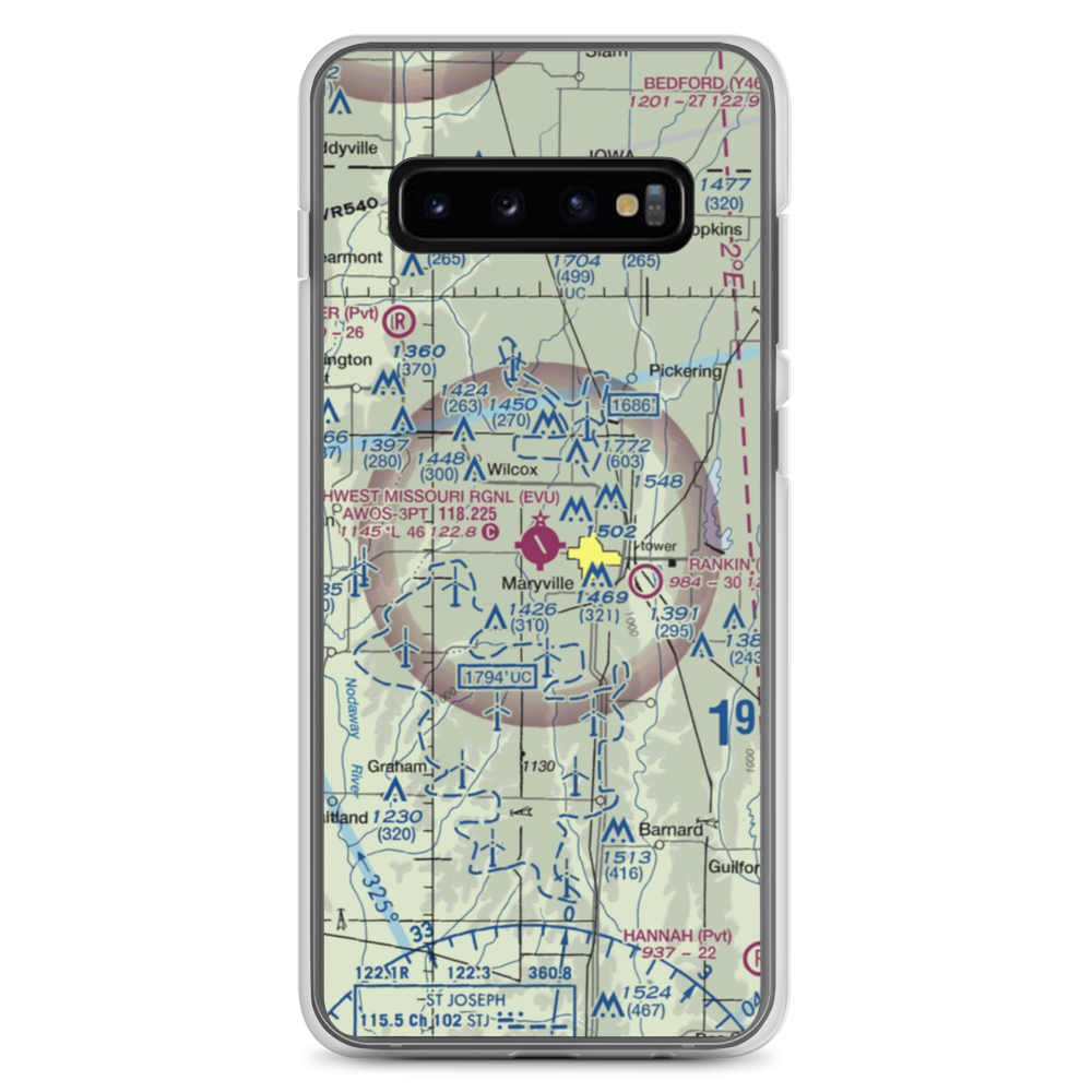 Northwest Missouri Regional Airport (EVU) VFR Sectional Samsung Case Samsung Galaxy S10+ model shown