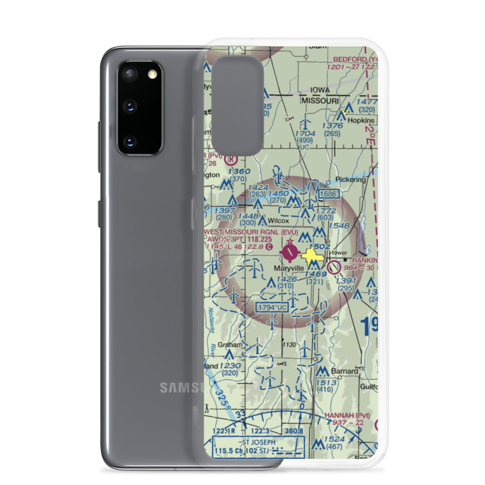 Northwest Missouri Regional Airport (EVU) VFR Sectional Samsung Case Samsung Galaxy S20 model shown