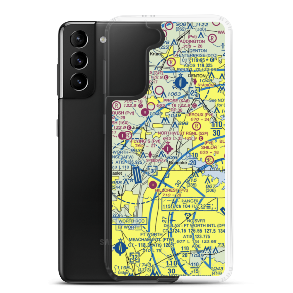 Northwest Regional Airport (52F) VFR Sectional Samsung Case Samsung Galaxy S21 Plus model shown