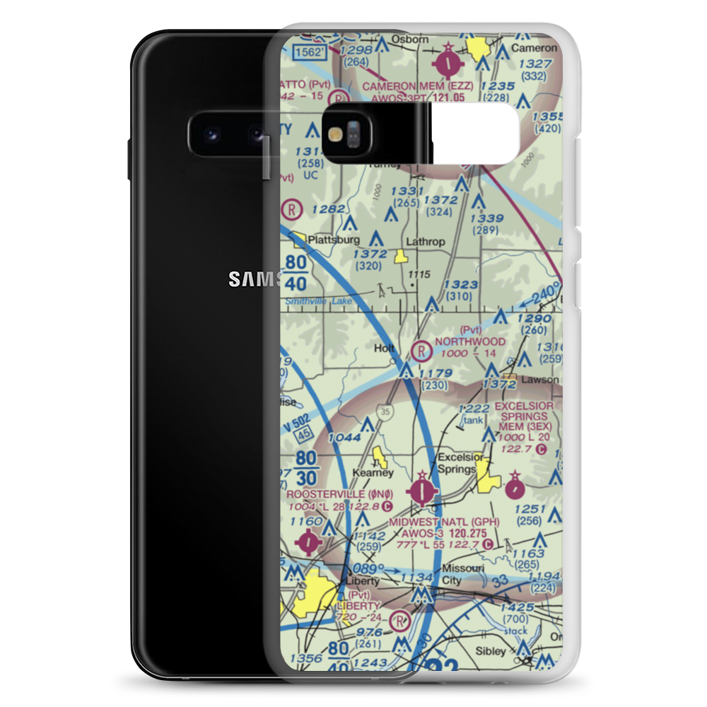 Northwood Airport (2MO2) VFR Sectional Samsung Case Samsung Galaxy S10+ model shown
