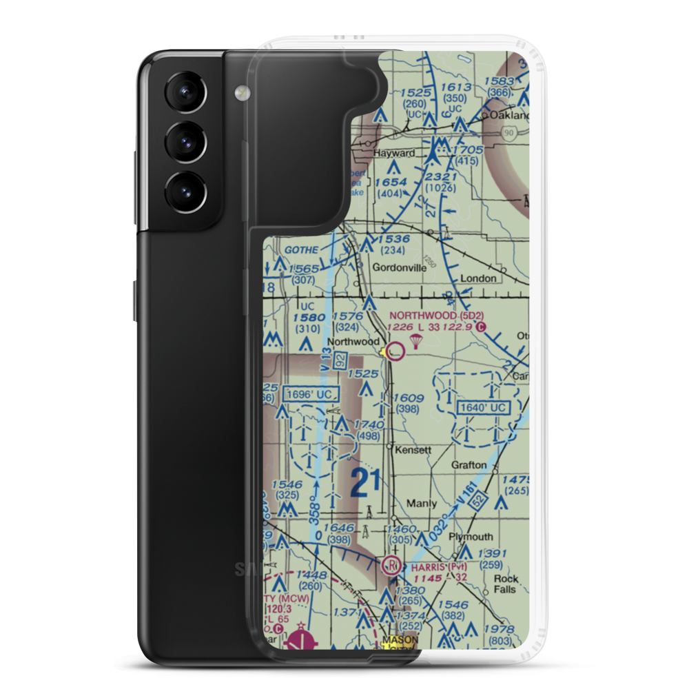 Northwood Municipal Airport (5D2) VFR Sectional Samsung Case Samsung Galaxy S21 Plus model shown
